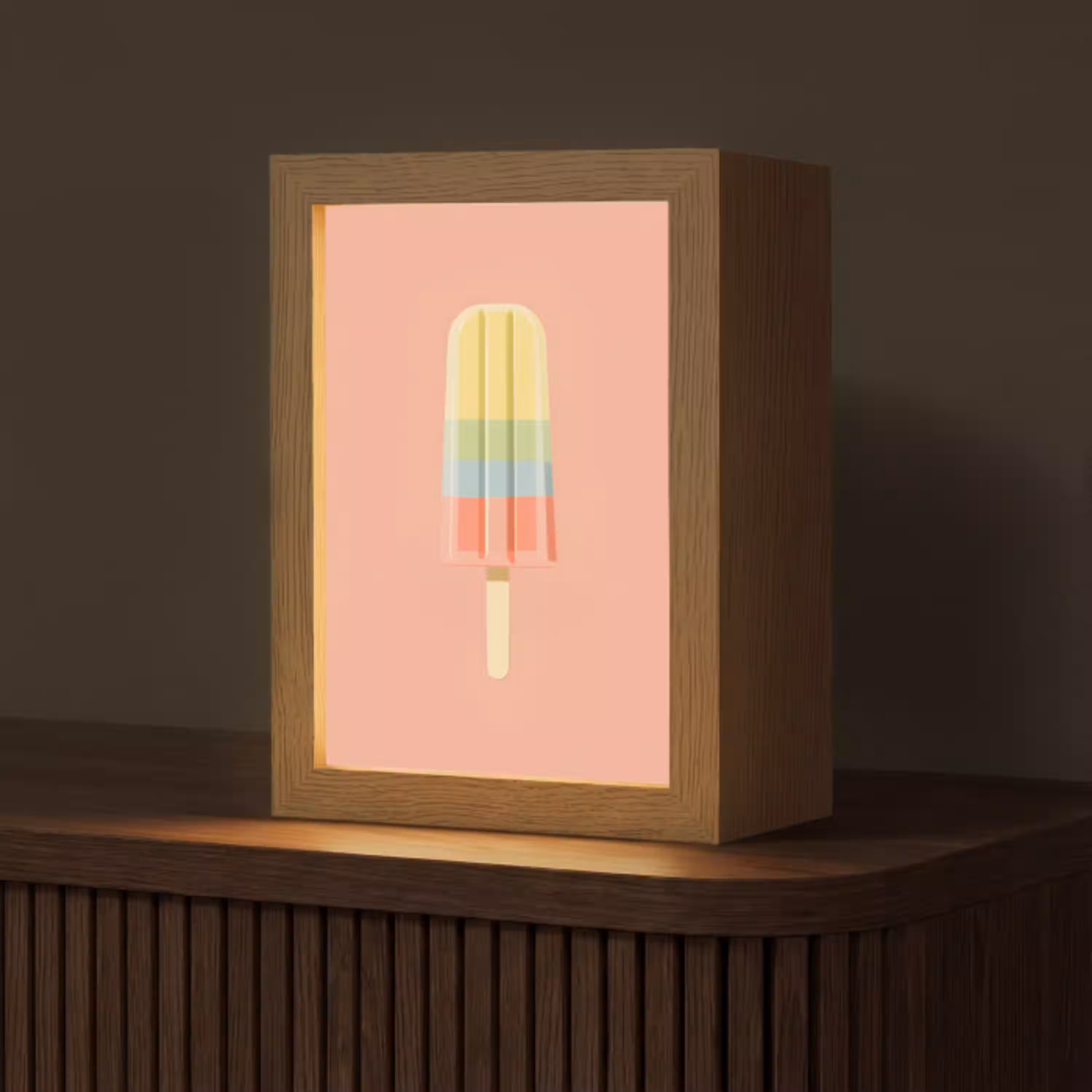 Waterijsje - Pasteltinten - Minimalistisch Light Box met kabel (Tafellamp) klein -z3d_website