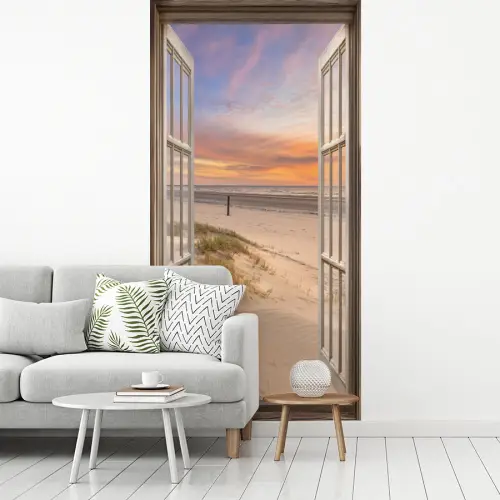 Doorkijk - Strand - Duinen - Natuur - Landschap fotobehang vinyl groot -woonkamer