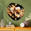 Bloemen - Goud - Graffiti - Zwart - Abstract Wandcirkel Organisch Aluminium middel -sfeer2