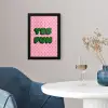 Yes fun - Groen - Roze - Stippen fotolijst zwart zonder passe partout klein -sfeer4