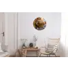 Schotse Hooglander - Dieren - Bruin - Koe - Zwart - Wit - Natuur Wandcirkel aluminium klein -woonkamer