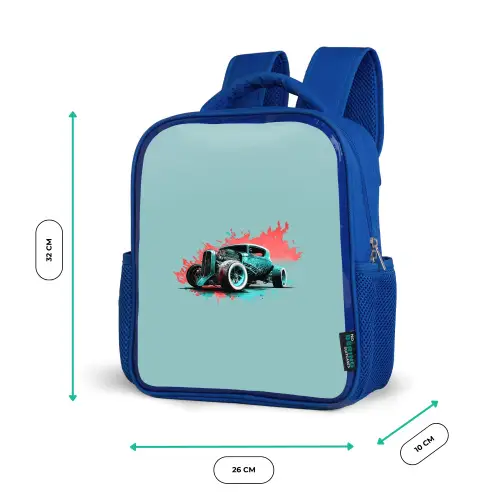 Hotrod turquoise Kinderrugzak - Blauw middel -productfoto_formaten