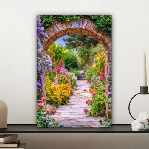 Doorkijk - Bloemen - Pad - Natuur canvas 2cm klein -sfeer6