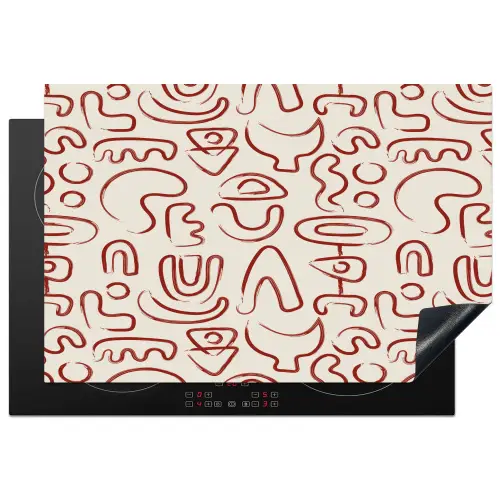 Beige - Vormen - Rood - Patroon Inductie beschermer vinyl 3mm klein 276 -3d