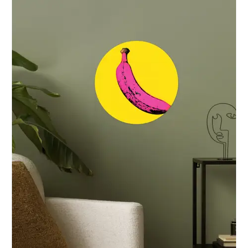 Banaan - Grafisch - Geel Wandcirkel behangsticker klein -sfeer2