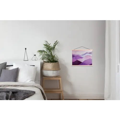 Abstract - Heuvels - Landschap - Paars textielposter latten blank klein -woonkamer