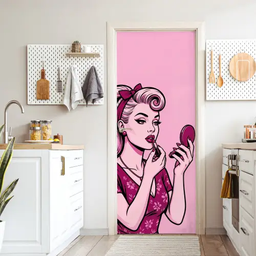 Vintage - Vrouw - Roze deurposter klein -sfeer5