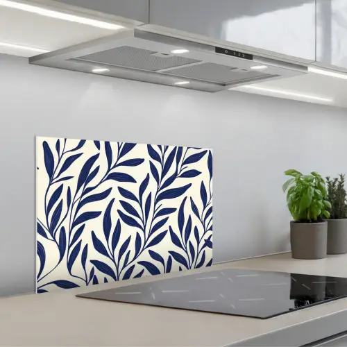 Bladeren - Klimop - Donkerblauw keuken achterwand spatscherm klein -3d_schuin