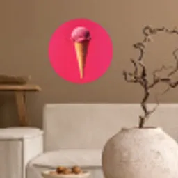 Schepijs - Roze - Hoorntje Wandcirkel behangsticker klein -sfeer1