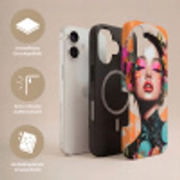 Portret - Vrouw - Abstract - Bloemen Toughcase MagSafe Apple iPhone 17 klein -USP_Lagen_DE