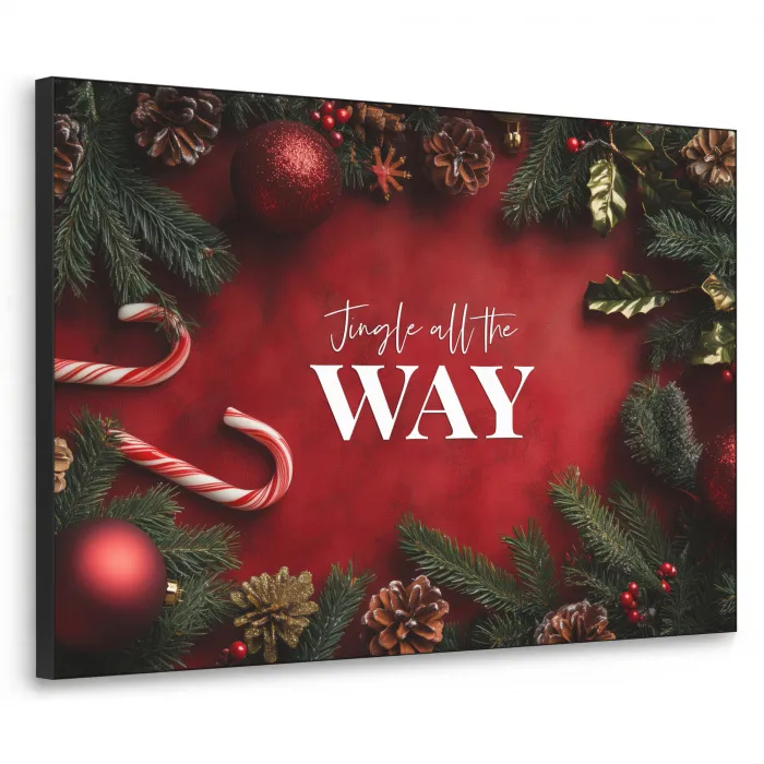 Kerst - Quote - Rood - Kerstballen Textielframe zwart klein -3d