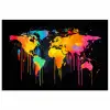 Wereldkaart - Verf - Kleurrijk - Graffiti - Wereld poster papier klein -3d