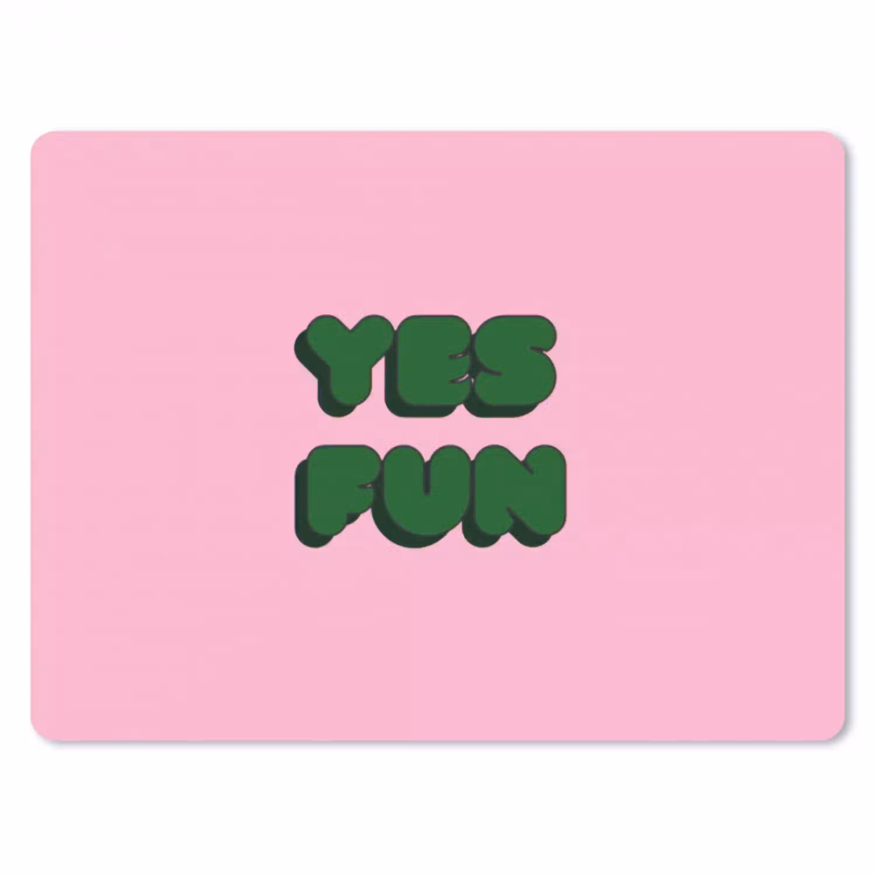 Yes fun - Groen - Roze muismat rubber klein -3d