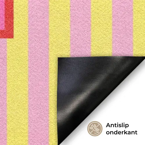 Tekst - Strepen - Roze Deurmat klein -antislip_NL