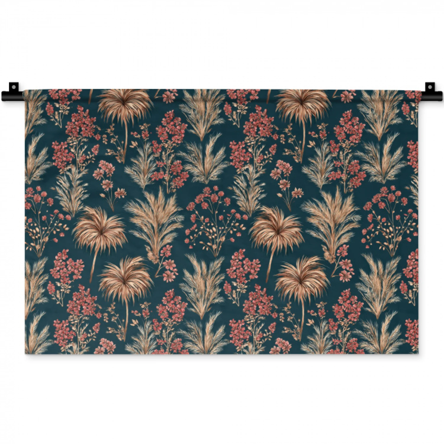 Botanisch - Patroon - Blauw Wandkleed katoen klein 269 -zz3d