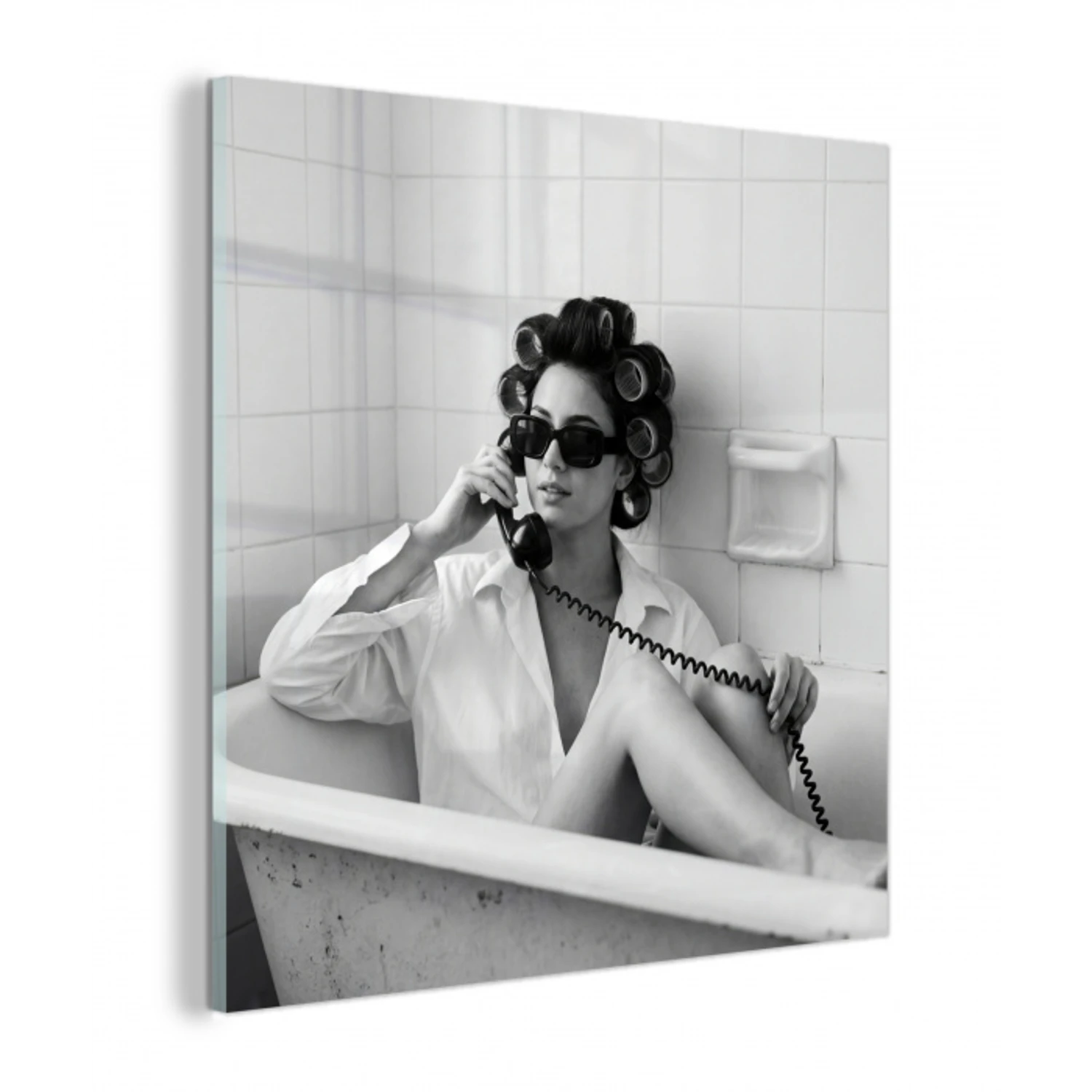 Bad - Vrouw - Zwart - Wit plexiglas 5mm klein -z3d