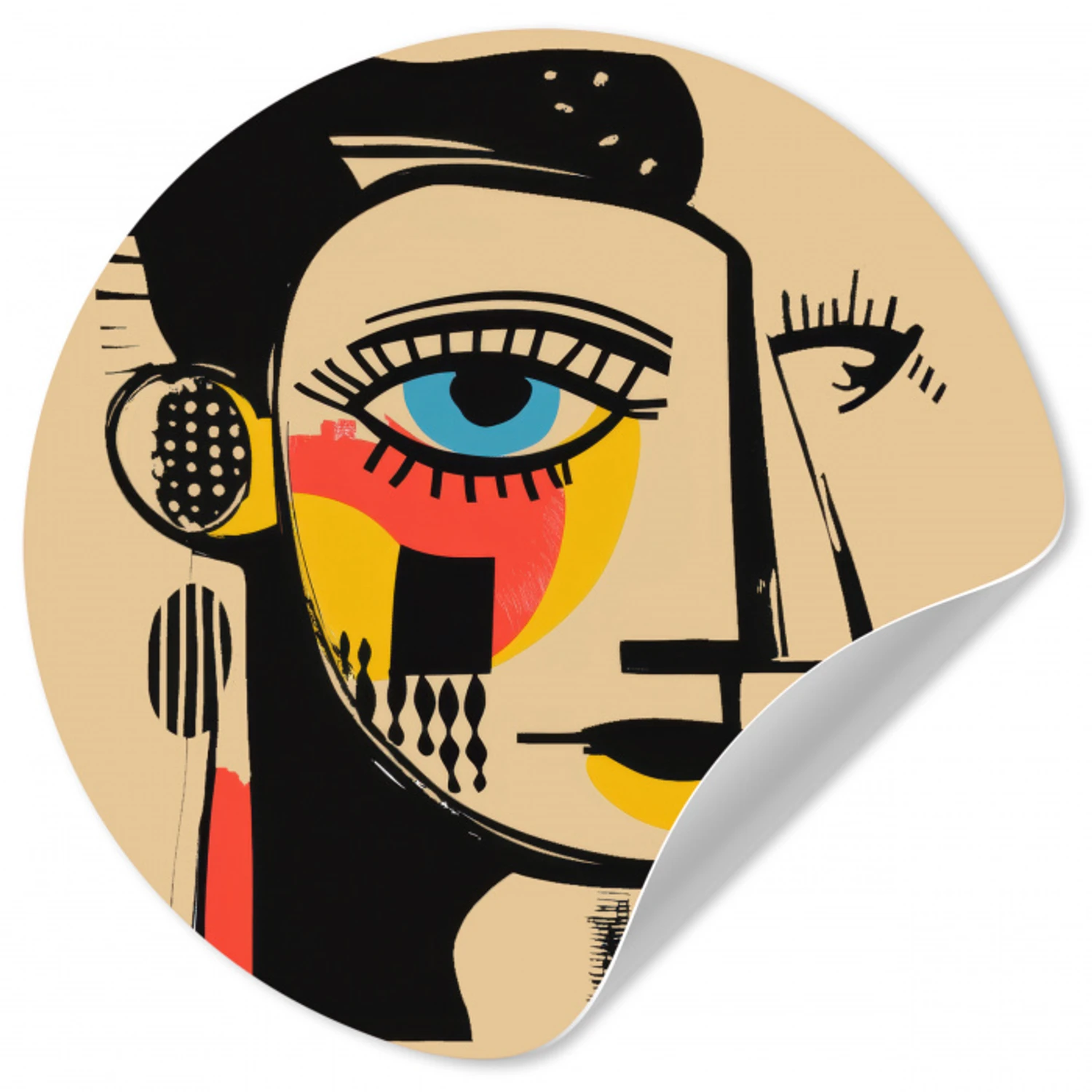 Geometrisch - Felle kleuren - Kubistische stijl Wandcirkel behangsticker klein -3d