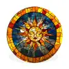 Mozaïek - Zon - Geel - Cirkel Wandcirkel aluminium klein -3d