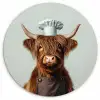 Schotse Hooglander - Bruin - Hoorns - Kokskleding KitchenYeah - Keuken - Wandcirkel Forex klein -3d
