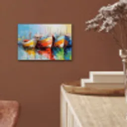 Boten - Kunst - Kleuren - Schilderij aluminium wit klein -sfeer4