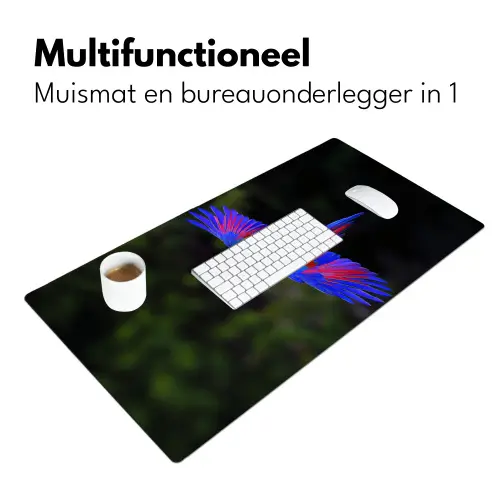 Felgekleurd - Papegaai - Bos - Vleugels Muismat XXL klein -sfeer4