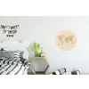 Wereldkaart - Realistisch - Beige Wandcirkel aluminium klein -kinderkamer