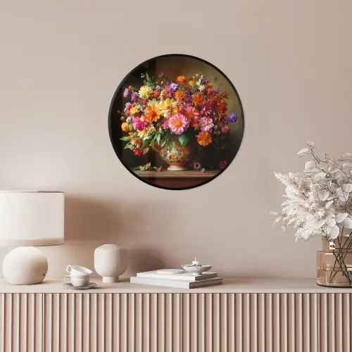 Kleuren - Boeket - Vaas - Hout Fotolijst rond zonder passe partout klein -sfeer3