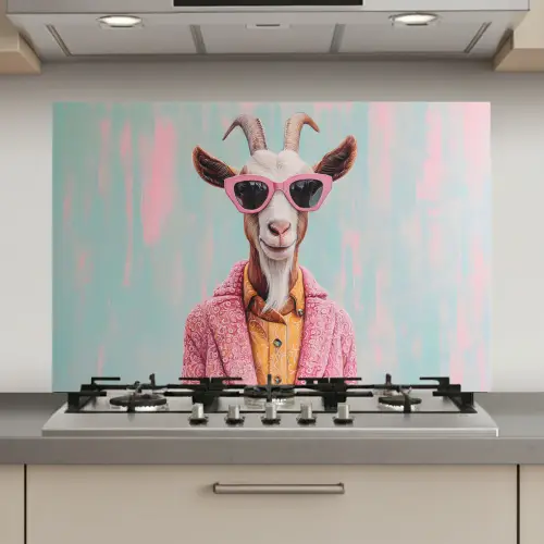 Zonnebril - Roze - Geit - Horen keuken achterwand spatscherm klein -3d_website