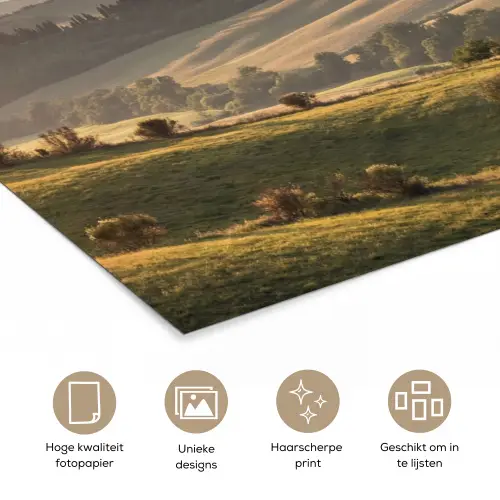 Toscaans - Landschap - Heuvels poster papier klein -closeup_NL