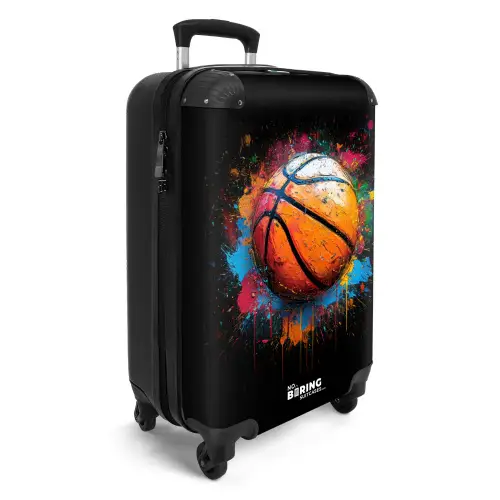 Oranje basketbal te midden van verfspetters NBS - Handbagage koffer - Unisex middel -productfoto_3d