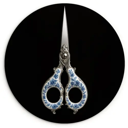 Schaar - Delfts blauw - Zwart Wandcirkel plexiglas klein -3d