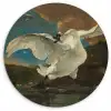 De bedreigde zwaan - Schilderij van Jan Asselijn Wandcirkel kunststof plaat 5mm dik klein -3d