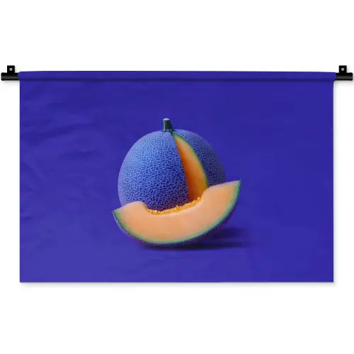Meloen - Blauw - Oranje - Kunstzinnig Wandkleed katoen klein -zz3d