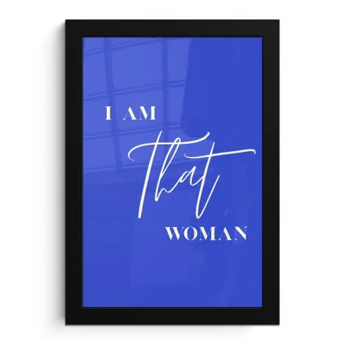 Blauw - I am that woman - Sierlijk - Minimalistisch fotolijst zwart zonder passe partout klein -3d