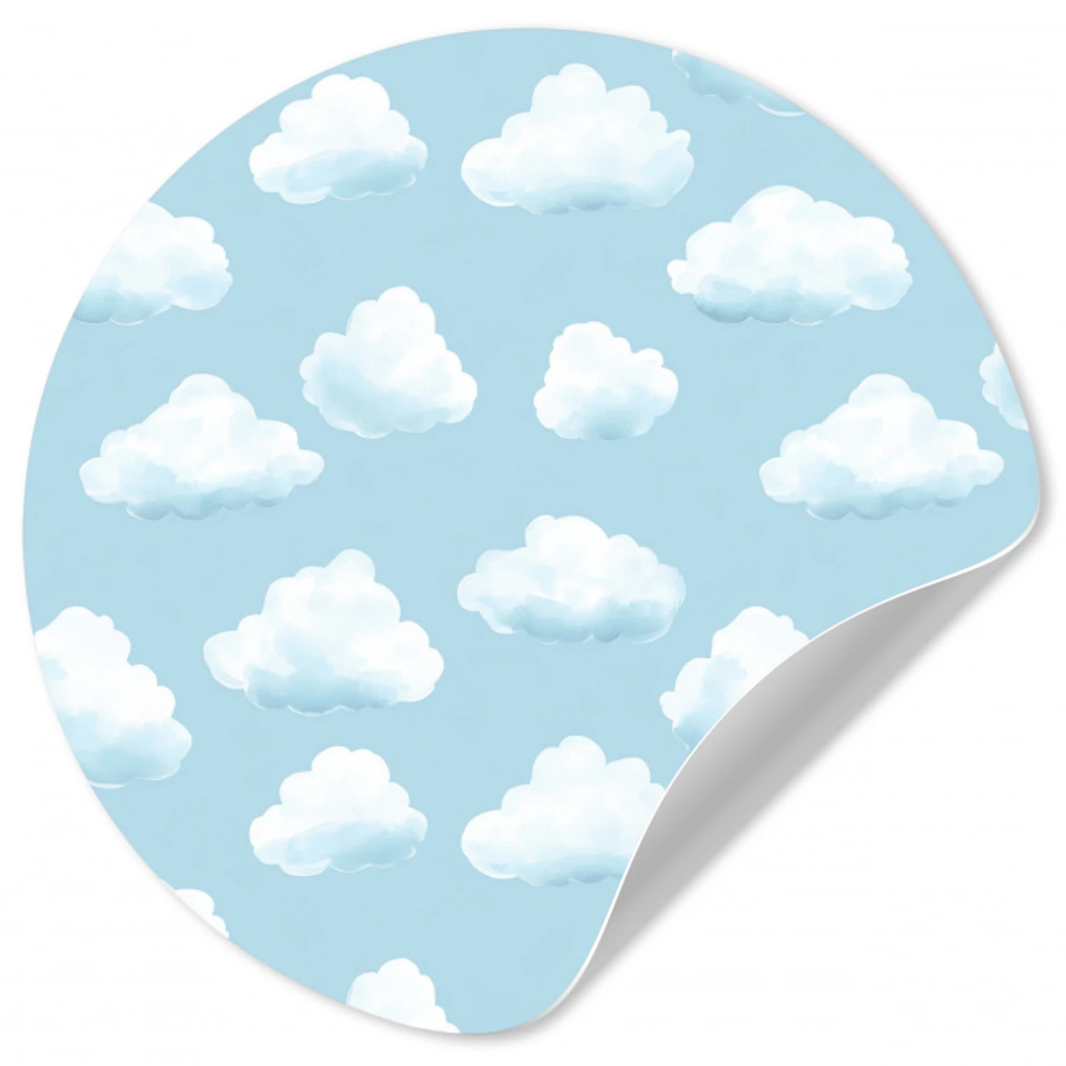 Wolken - Illustratie - Blauw Wandcirkel behangsticker klein 186 -3d