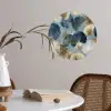 Bladeren - Abstract - Goud - Blauw Wandcirkel behangsticker klein -sfeer3