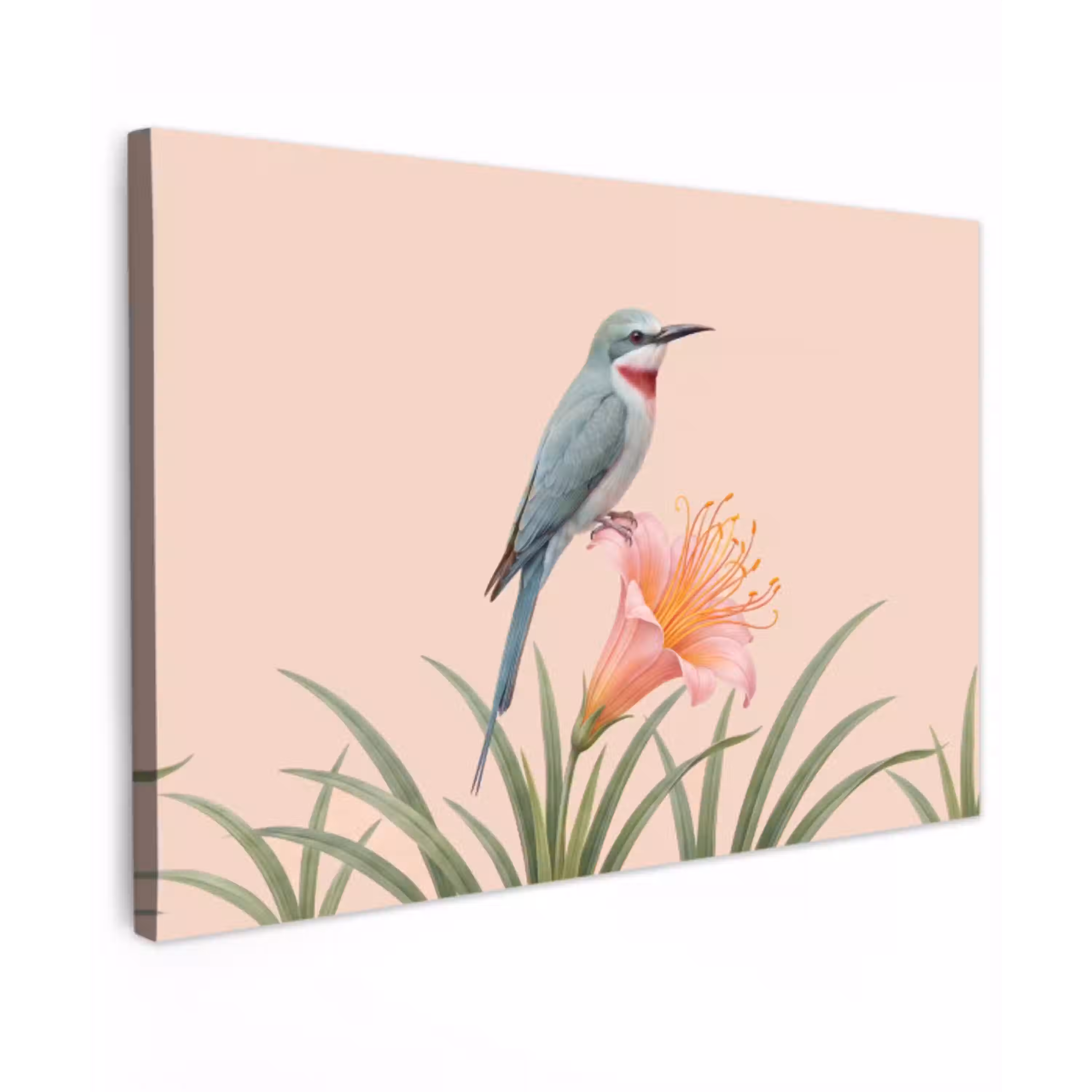 Vogel - Bloem - Natuur - Roze canvas 2cm klein -z3d