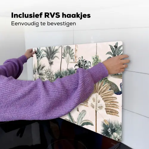 Retro - Jungle - Natuur - Dieren Inductie beschemer met haakjes klein -ky-ophangen-nl