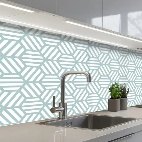 Groen - Geometrie - Patronen - Abstract keuken achterwand 2 middel 871 -3d_schuin