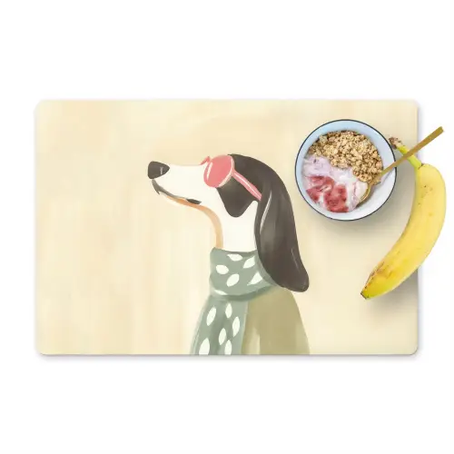 Hond - Zonnebril - Sjaal Placemat vinyl groot -zzzproduct_Kitchenyeah-website