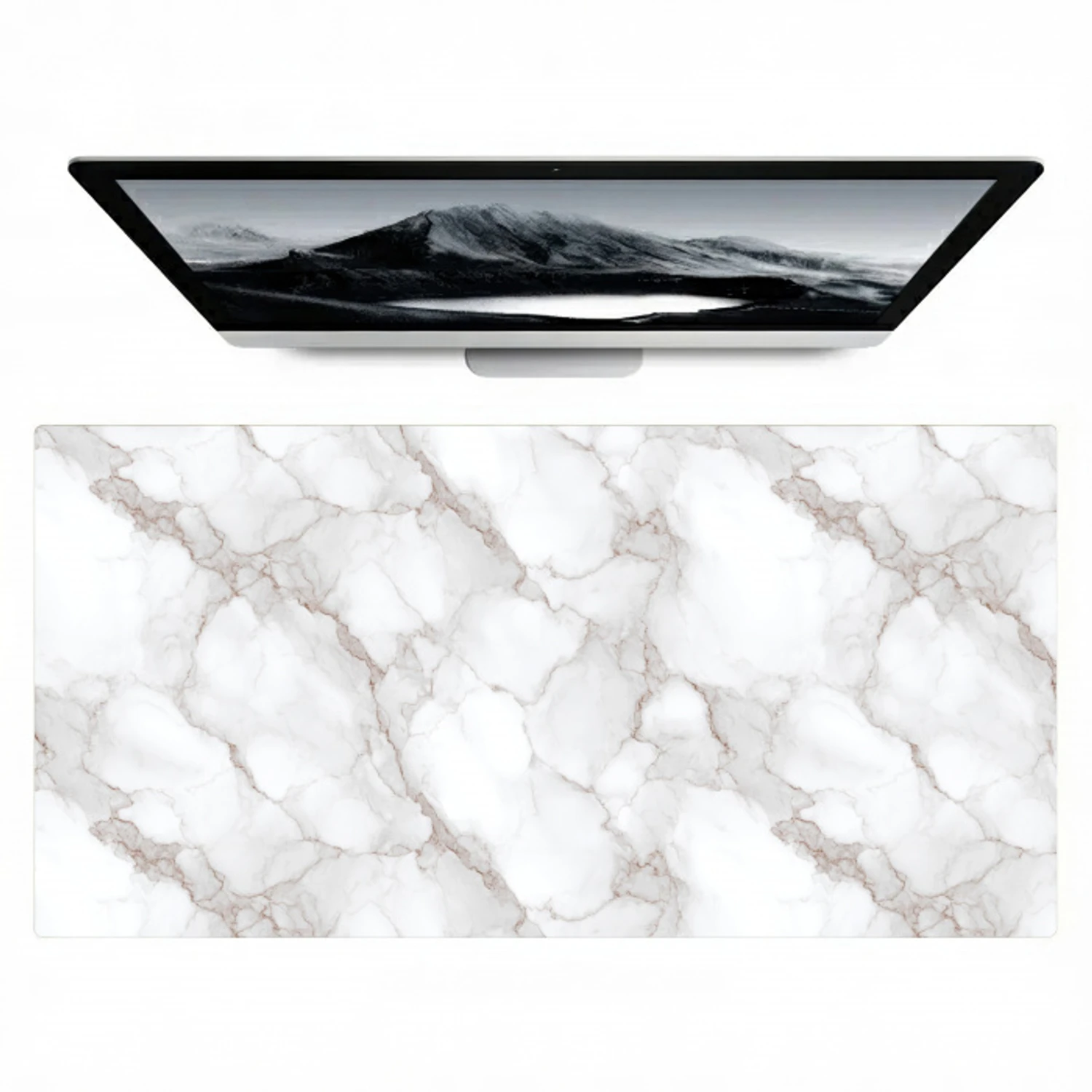 Wit - Marmer - Bruin Muismat XXL klein 681 -zzz3d