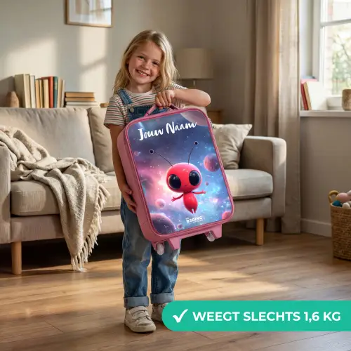 Rood Ruimtewezen in Kosmische Dans Kinderkoffer - Roze klein -sfeer2_NL