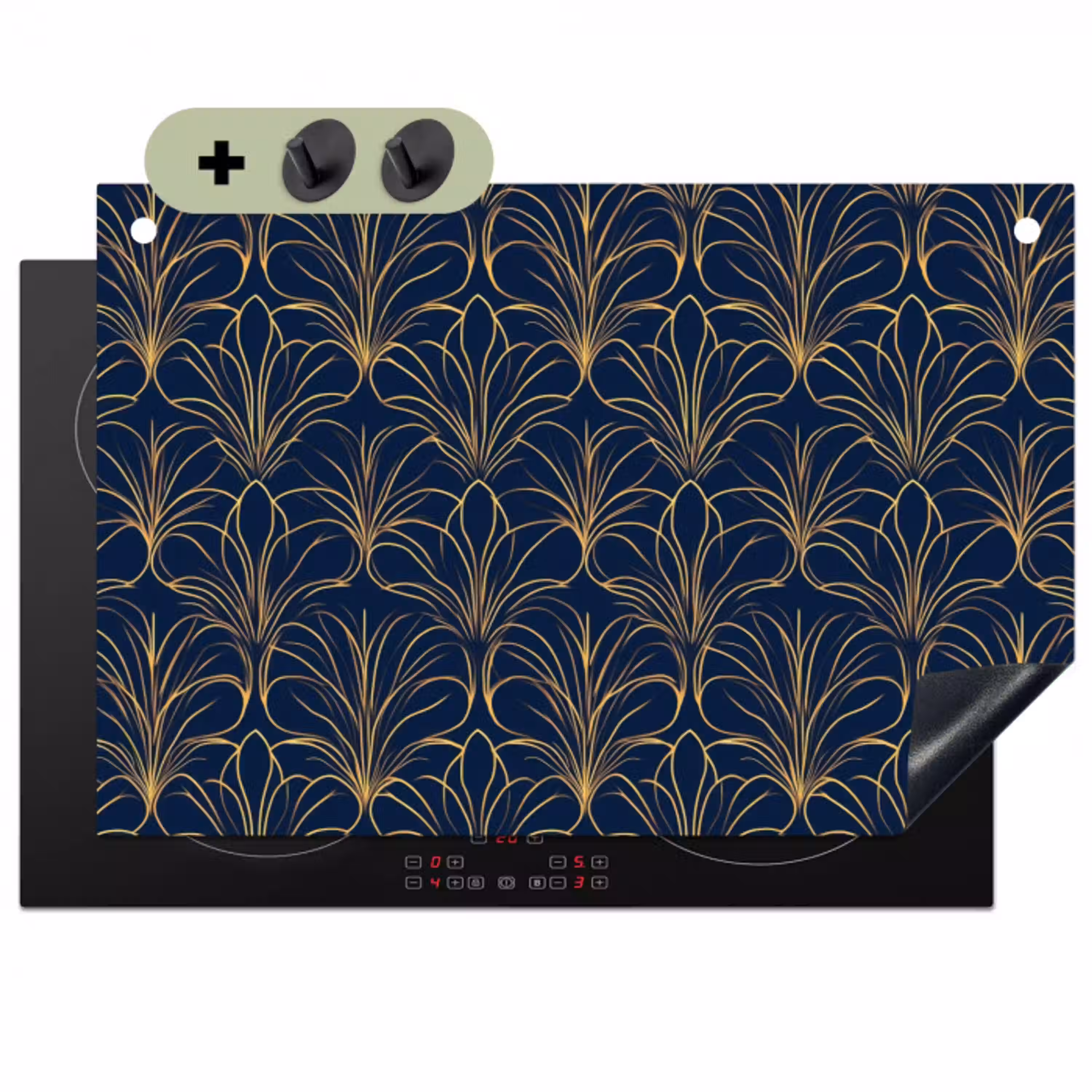 Deco - Waaier - Blauw Inductie beschemer met haakjes klein 777 -3d