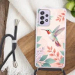 Kolibrie - Vliegen - Natuur - Illustratie - Kleurrijk Hoesje Samsung Galaxy A52 5G met koord klein -sfeer4
