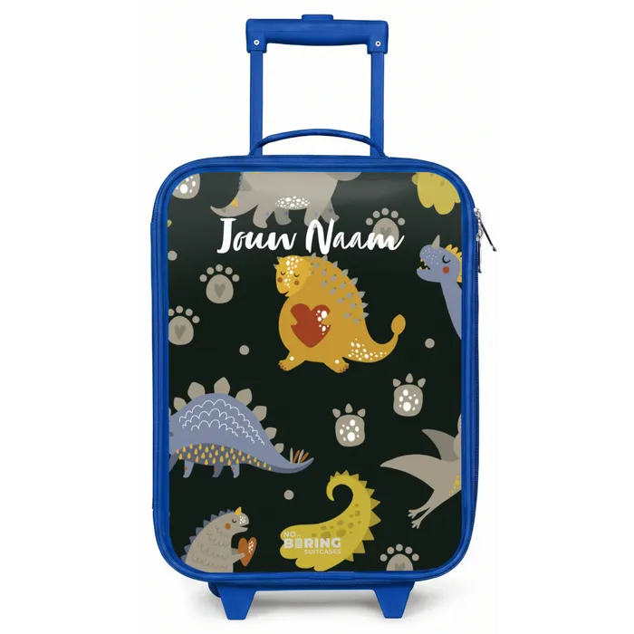 Liefdevolle dinosaurus Kinderkoffer - Blauw klein -zz3dotto