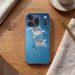 Lelies - Blauw - Glazen Telefoonhoesje iPhone 17 Pro klein -sfeer1