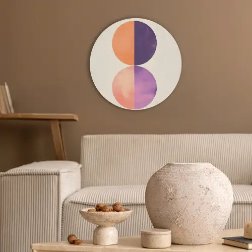 Abstract - Cirkels - Paars Akoestische PET Vilt - Rond klein -sfeer1