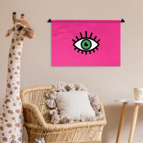 Minimalistisch - Oog - Roze Wandkleed katoen klein -wsfeer5_kind