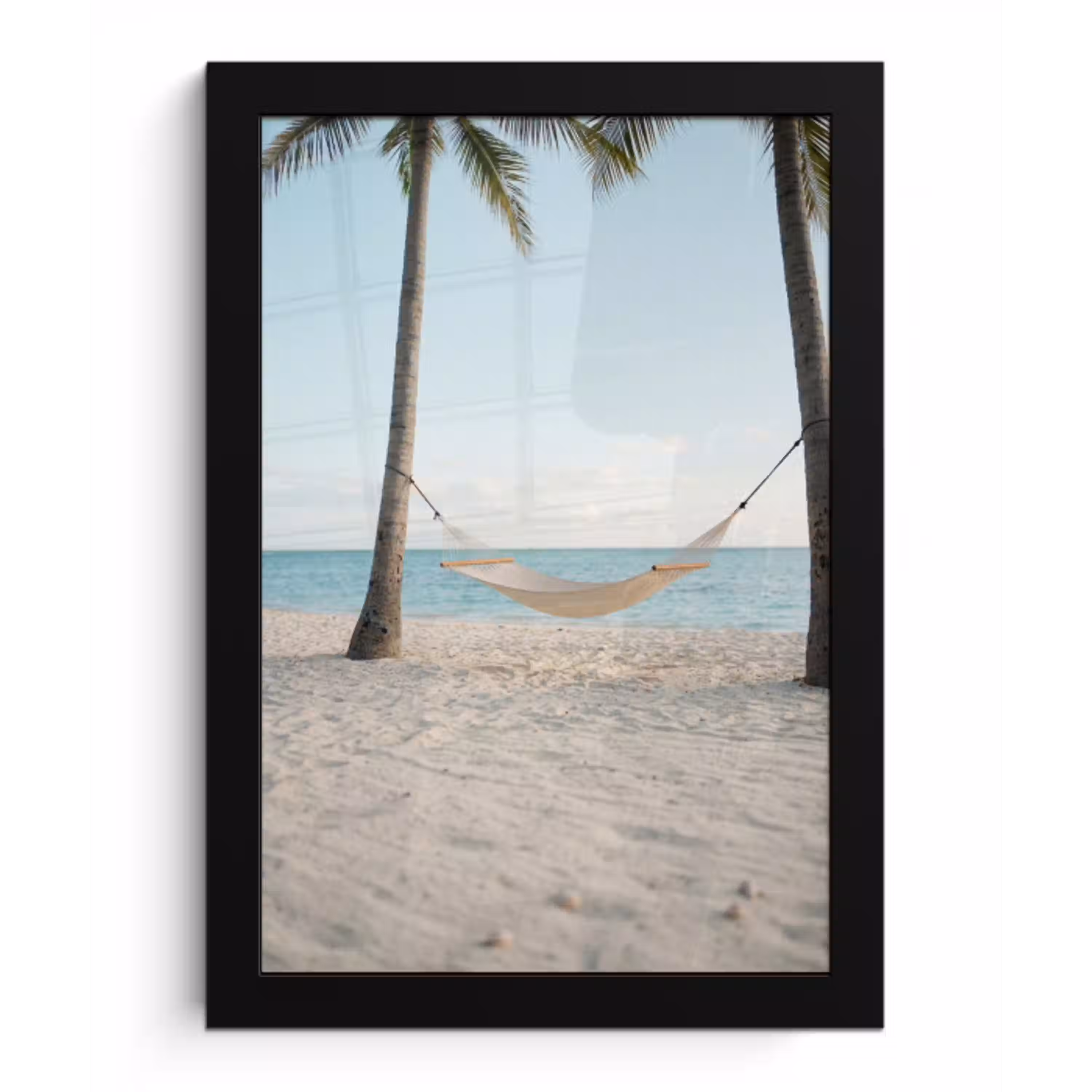Hangmat - Strand - Wit fotolijst zwart zonder passe partout klein -3d