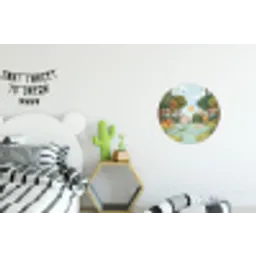 Jungle - Oase - Dieren - Kleurrijk Wandcirkel aluminium klein -kinderkamer